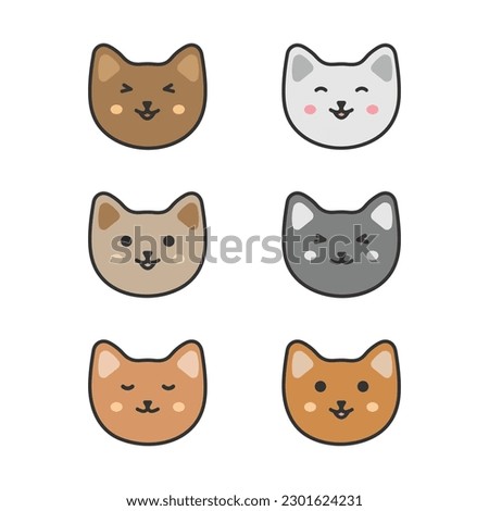 Funny Cat Icon Set Vector Design.