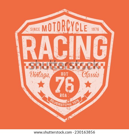 Racing motorcycle typography, t-shirt graphics, vectors