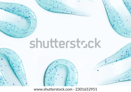 smears peeling gel test sample of scrub cosmetics on a white background