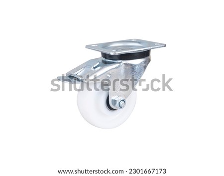 industrial trolley wheel single Swivel Rubber Caster Wheels with Top Plate not fixed. Isolated on white background 