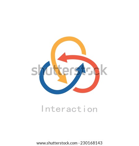 three intersecting arrows interaction concept Royalty-Free Stock Photo #230168143