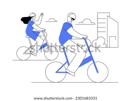 Enjoy the bike ride abstract concept vector illustration. Smiling couple riding a rental bike together, modern urban transportation, public transport, outdoors activity abstract metaphor.