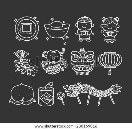 doodle Chinese New Year Icons