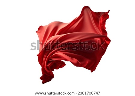  Flying red silk fabric. Waving satin cloth isolated on transparent PNG background. Generative AI. Royalty-Free Stock Photo #2301700747