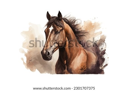 Watercolor horse. Vector illustration desing.