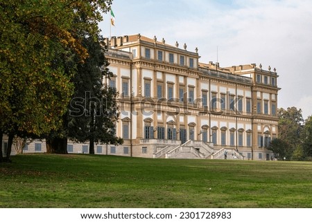 The charming neoclassical style Villa Reale di Monza viewed from the park, Lombardy region, Italy Royalty-Free Stock Photo #2301728983