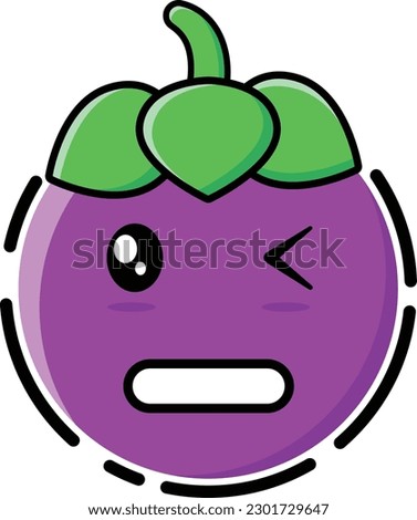 Vector mangosteen in the form of a cute emoticon.