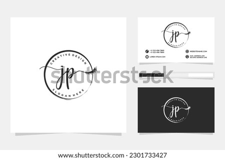 Feminine JP Initials logo collection  with business card template.