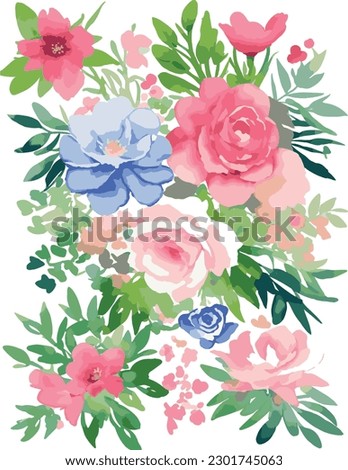 Flower oil painting no background, floral clip art, vector