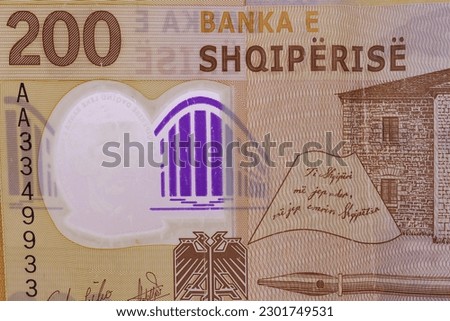 200 Albanian lek banknote. Albanian lek is the national currency of Albania.