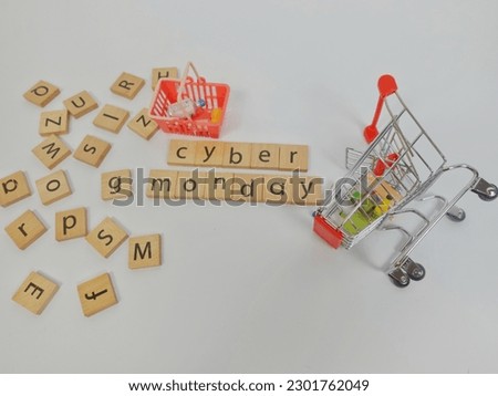 The concept of the word cyber monday, printed on a wooden cube, isolated on white.