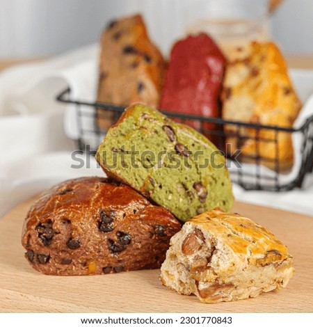 scones bread(sikang),Quick Bread,Healthy nutritious breakfast on wooden table, Made from oats and flour(Stone of Scone and Stone of Destiny)