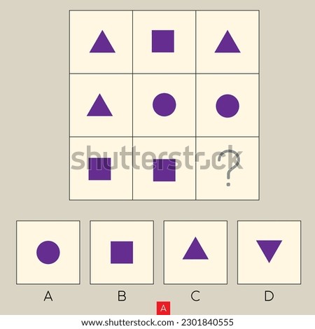 Mind game, Brain questions - IQ TEST, Visual intelligence questions, Find the missing part. Royalty-Free Stock Photo #2301840555
