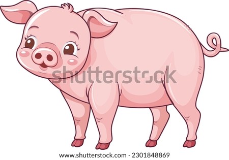 Adorable Piggy in Cartoon Character Style illustration