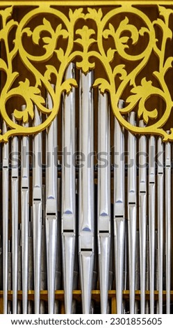 historic pipe organ - close up - photo