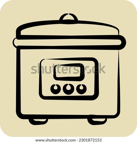 Icon Rice Cooker. suitable for Kitchen Appliances symbol. hand drawn style. simple design editable