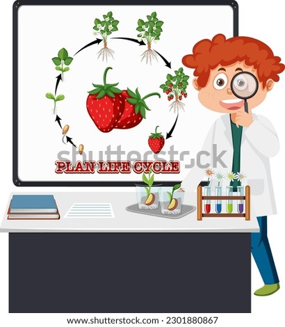 Kid explaining parts of a plant illustration