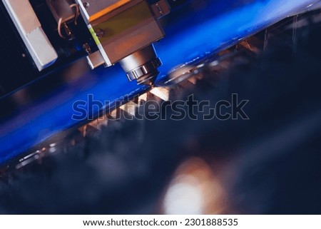 Technology Cutting of metal CNC Laser engraving. Concept background modern industrial equipment.