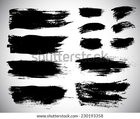 Black ink vector stains Royalty-Free Stock Photo #230193358