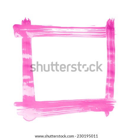 Handmade copyspace square frame made with brush strokes of oil paint, composition isolated over the white background