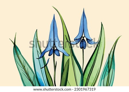 Bluebell Flower Watercolor Beautiful Vector Art 