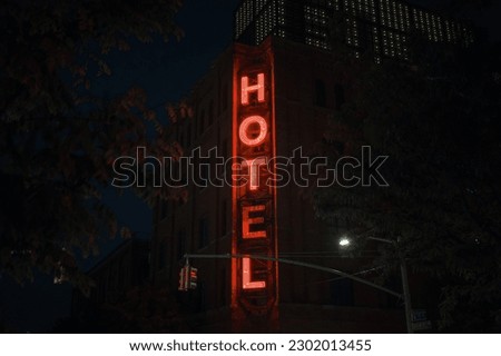 Wythe Hotel neon sign at night, Brooklyn, New York