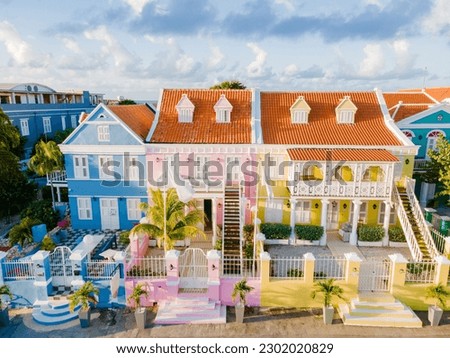 Willemstad Pietermaai Curacao, colorful buildings around Willemstad Punda and Otrobanda, multicolored homes Curacao Caribean Island during summer Royalty-Free Stock Photo #2302020829