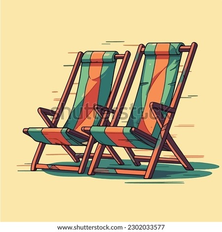 A drawing of beach chairs on vector illustration