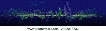 Abstract background contain wireframe graph with data and dots dark blue. Big Data. Technology polygonal concept in web virtual space. Banner for business, science and technology data analytics.   Royalty-Free Stock Photo #2302033733
