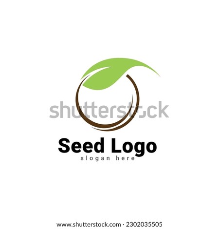 Growing seed logo design template. Fit for wheat farm, natural harvest, agronomy, rural country farming field Royalty-Free Stock Photo #2302035505