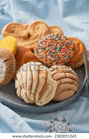 Sweet bread assorted traditional Mexican bakery, pan dulce Royalty-Free Stock Photo #2302051561