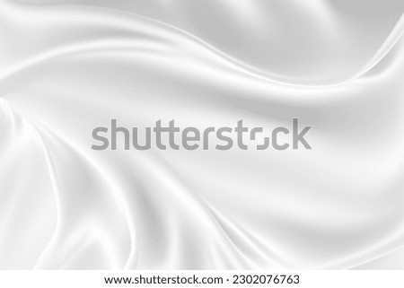 White and grey satin fabric curves wave lines background texture
