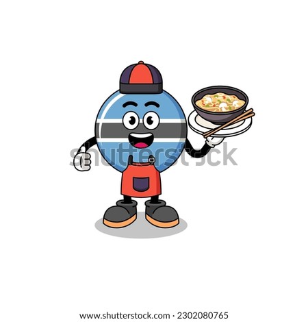 Illustration of botswana as an asian chef , character design