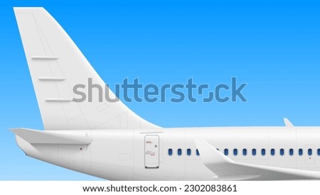 Realistic White Air Plane Side View Tail And Wing. EPS10 Vector Royalty-Free Stock Photo #2302083861
