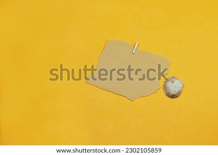 Mockup invitation, blank greeting card  with seashell. Flat lay, top view