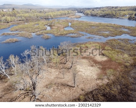 Landscape with a lake in the spring. Quebec, Canada
