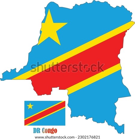 DR Congo Map and Flag illustration Vector