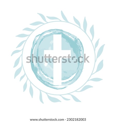 eps Watercolor Easter cross clipart. Floral crosses illustration