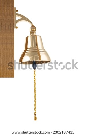 Ship bell close up isolated on a white background Royalty-Free Stock Photo #2302187415