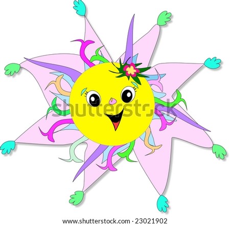 Sun Clown with Festive Shapes and Colors