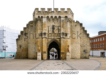 Bargate is a medieval gatehouse in the city of Southampton in the south of England, United Kingdom. Built after Norman attacks by King Edward III, it was part of the city walls along the Channel Coast Royalty-Free Stock Photo #2302220657