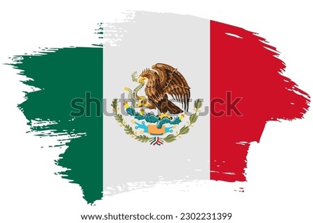 Mexico brush stroke flag vector background. Hand drawn grunge style Mexican painted isolated banner.