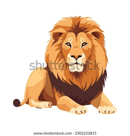 Majestic lion sitting on white background icon isolated Royalty-Free Stock Photo #2302232815