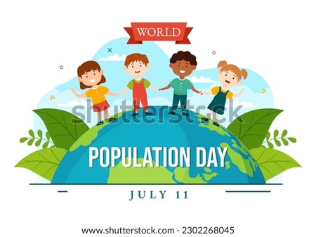 World Population Day Vector Illustration on 11th July To Raise Awareness Of Global Populations Problems in Flat Kids Cartoon Hand Drawn Templates