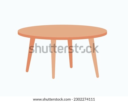 The Rounded Wood Table. Isolated Vector Illustration