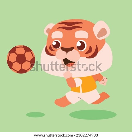 tiger soccer cute character design