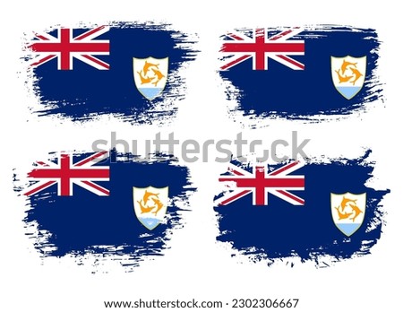 Artistic Anguilla country brush flag collection. Set of grunge brush flags on a solid background
