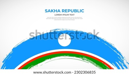 Abstract brush flag of Sakha Republic in rounded brush stroke effect vector illustration
