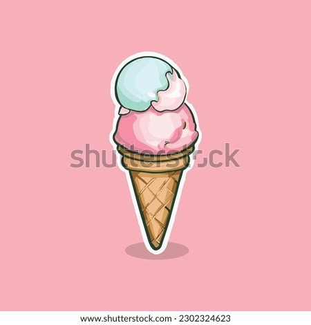 ice cream cartoon vector icon illustration dessert food icon concept isolated vector Royalty-Free Stock Photo #2302324623