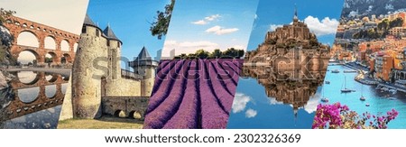 France country, famous landmarks collage Royalty-Free Stock Photo #2302326369